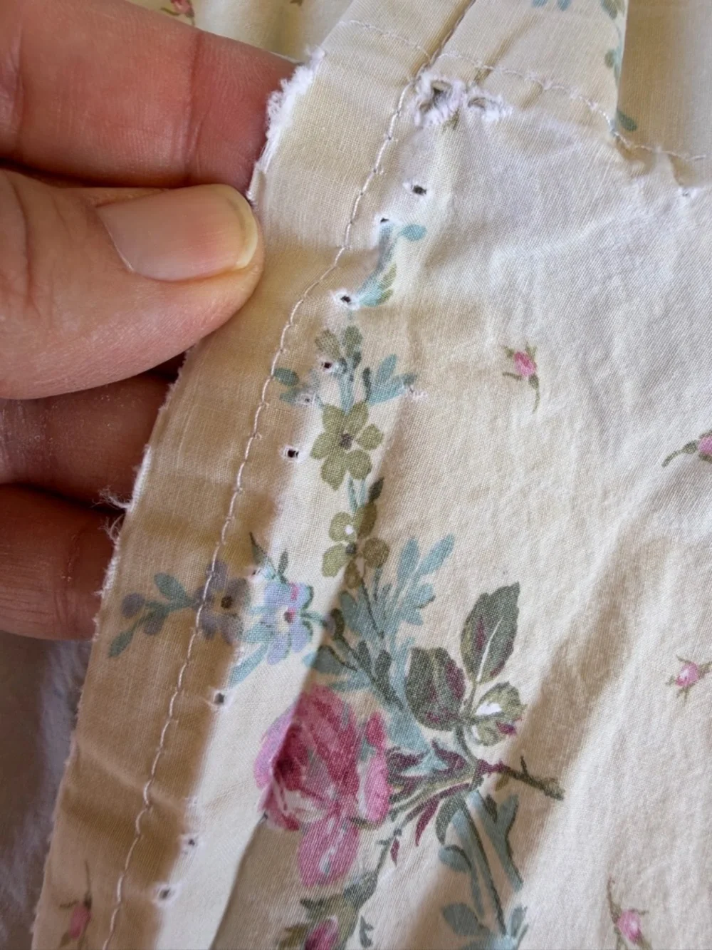 VTG Lauren Ralph Lauren Garden Cove Green Floral Twin Flat Sheet CUTTER CRAFTS